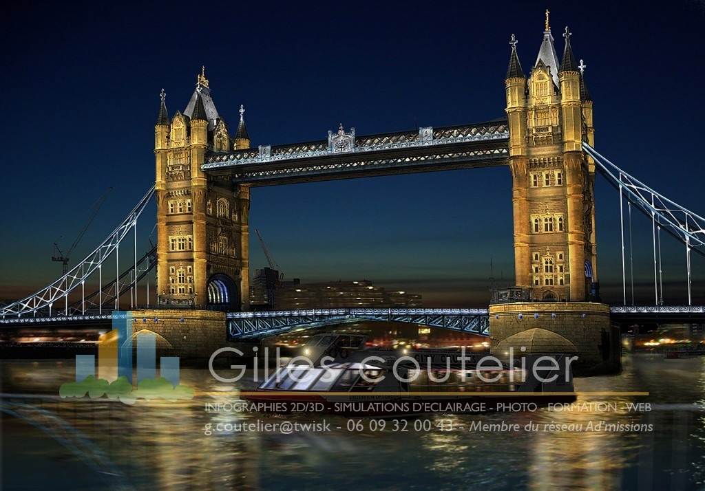 Infographie éclairage Londres Tower Bridge - Gilles Coutelier