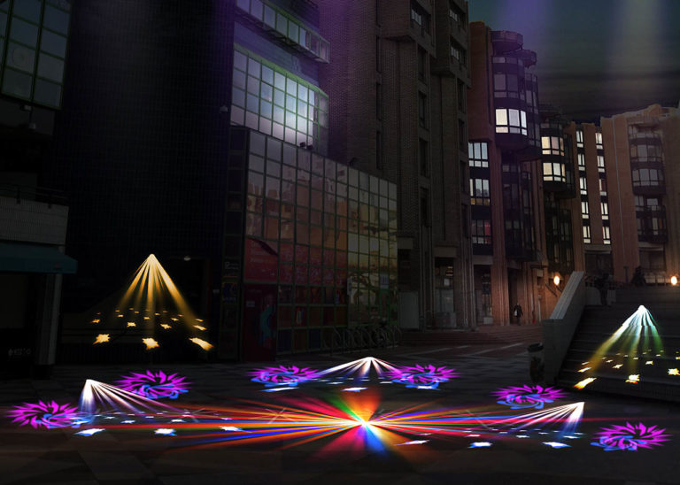 Simulation éclairage nocturne - Centre commercial Cergy