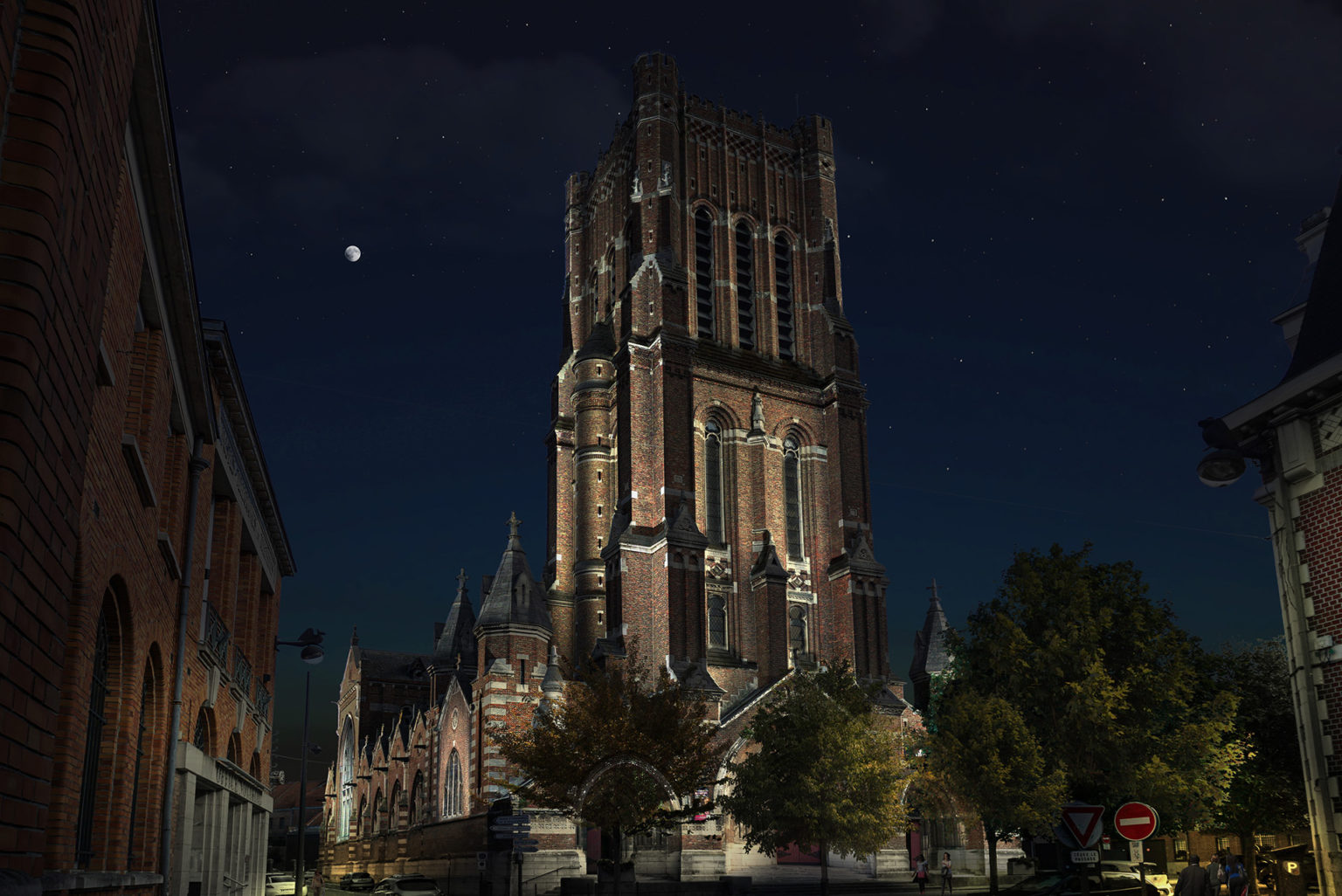 Simulation d'éclairage del'église Saint Vaast - Lille